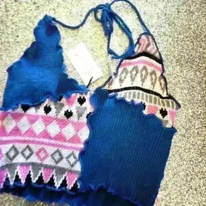 CIDER KNITTED HALTER  TOP SIZE MED